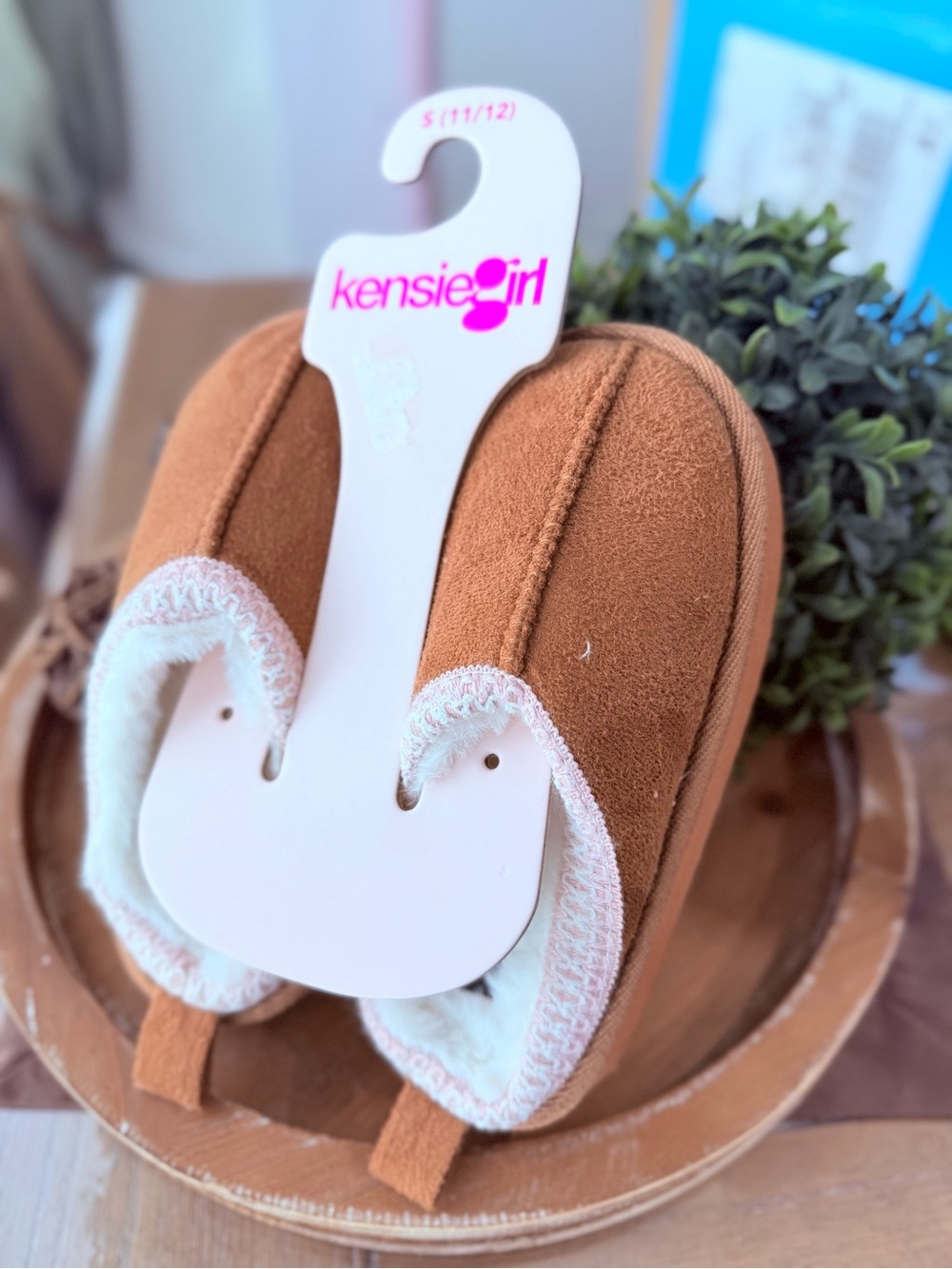 kensie girl Tan Suede-Look Baby Slip-On Booties